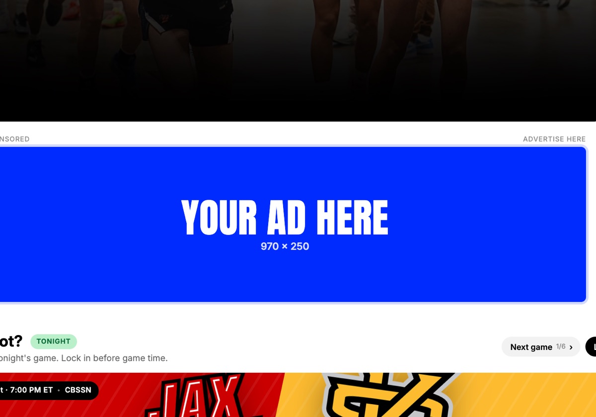 Premium billboard under the banner on the BallerTube homepage