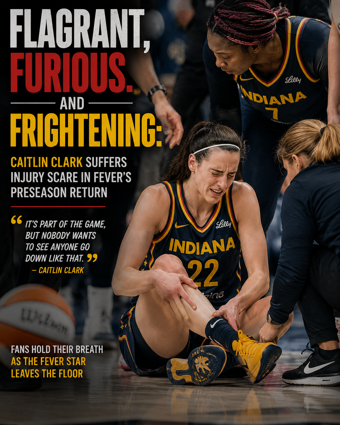 Flagrant, Furious, and Frightening: Caitlin Clark Suffers Injury Scare in Fever's Preseason Return