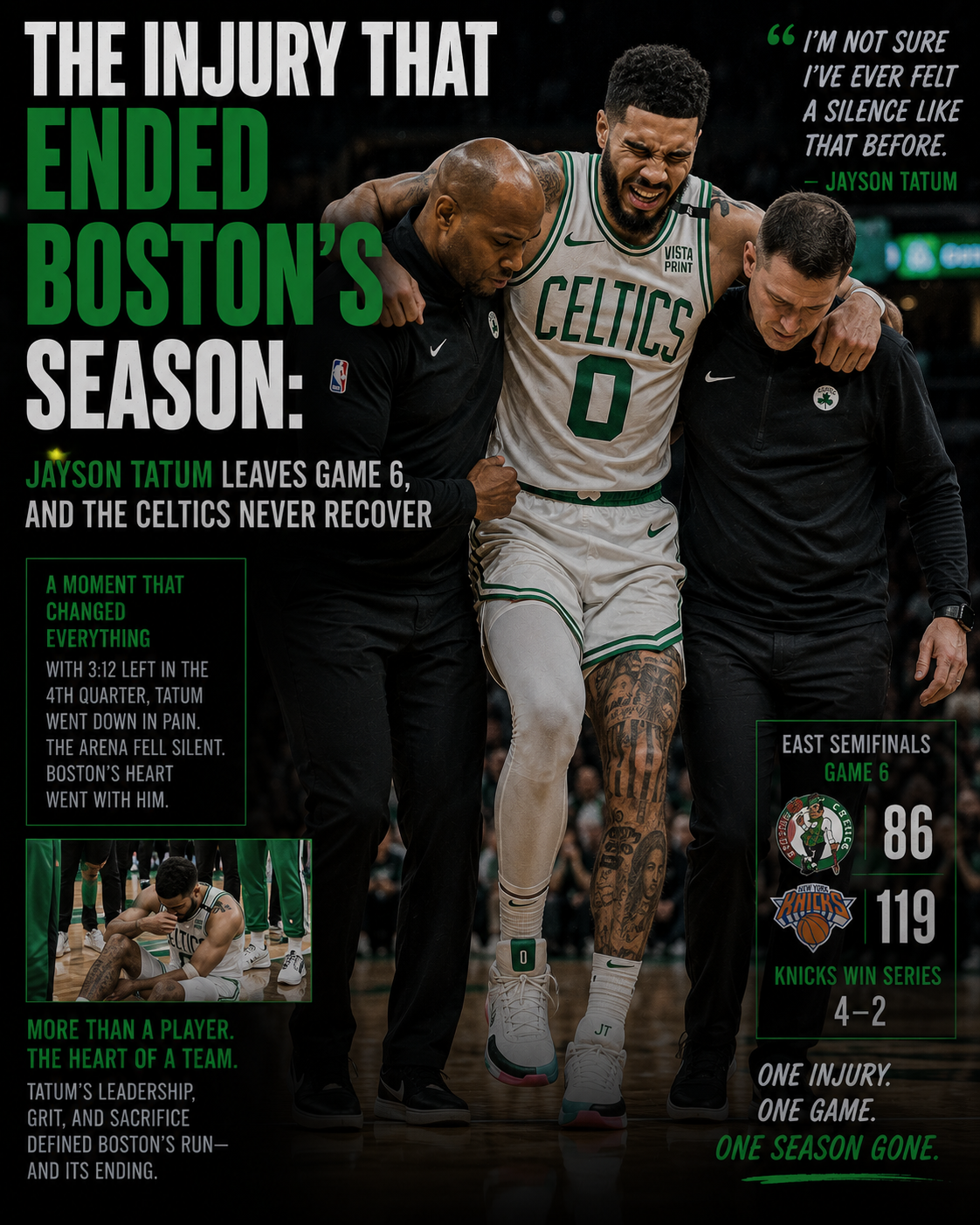 The Injury That Ended Boston's Season: Jayson Tatum Leaves Game 6, and the Celtics Never Recover