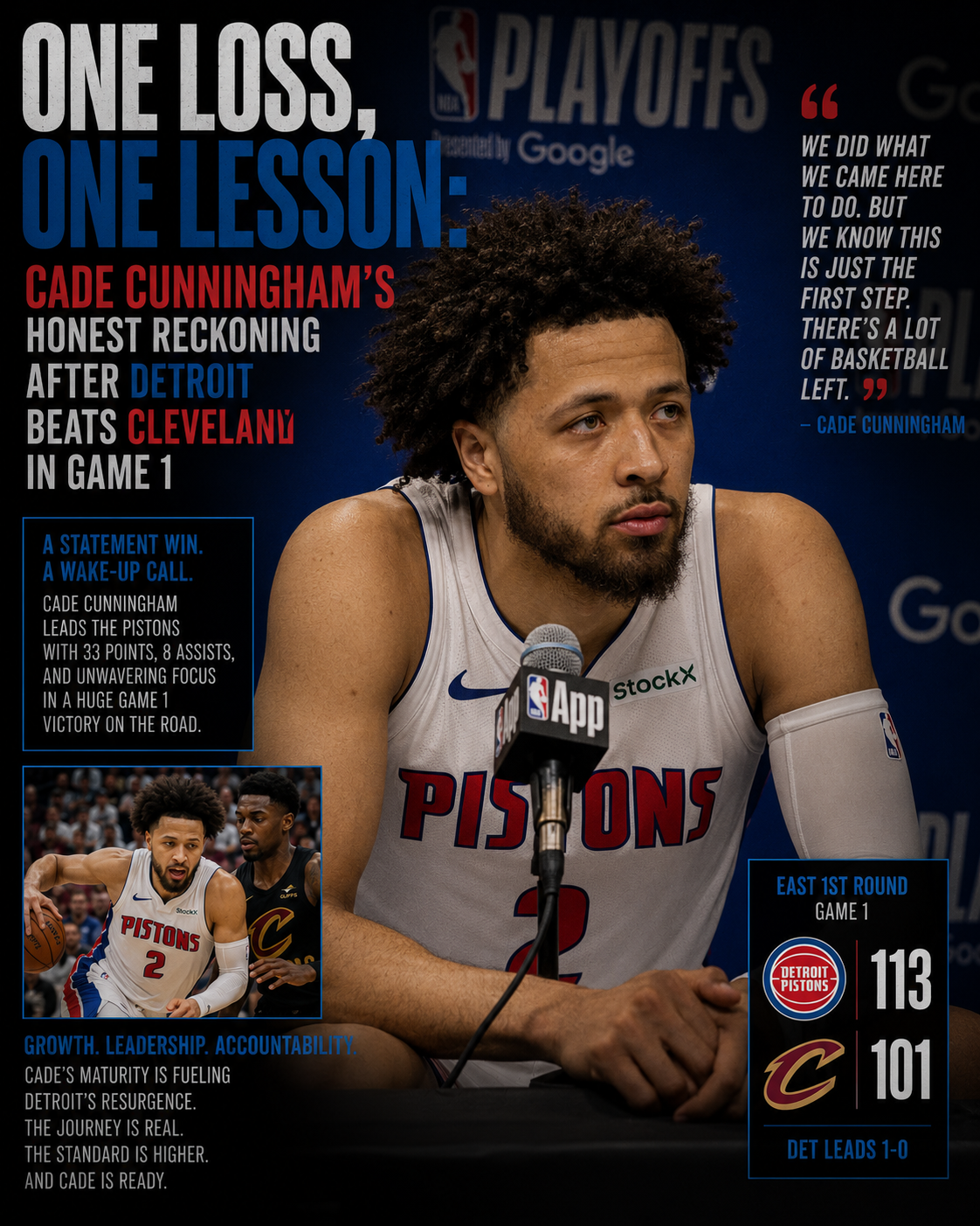 One Loss, One Lesson: Cade Cunningham's Honest Reckoning After Detroit Beats Cleveland in Game 1