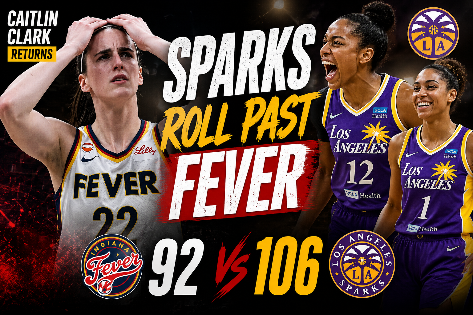 Caitlin Clark Returns, but Sparks Roll Past Fever 106-92