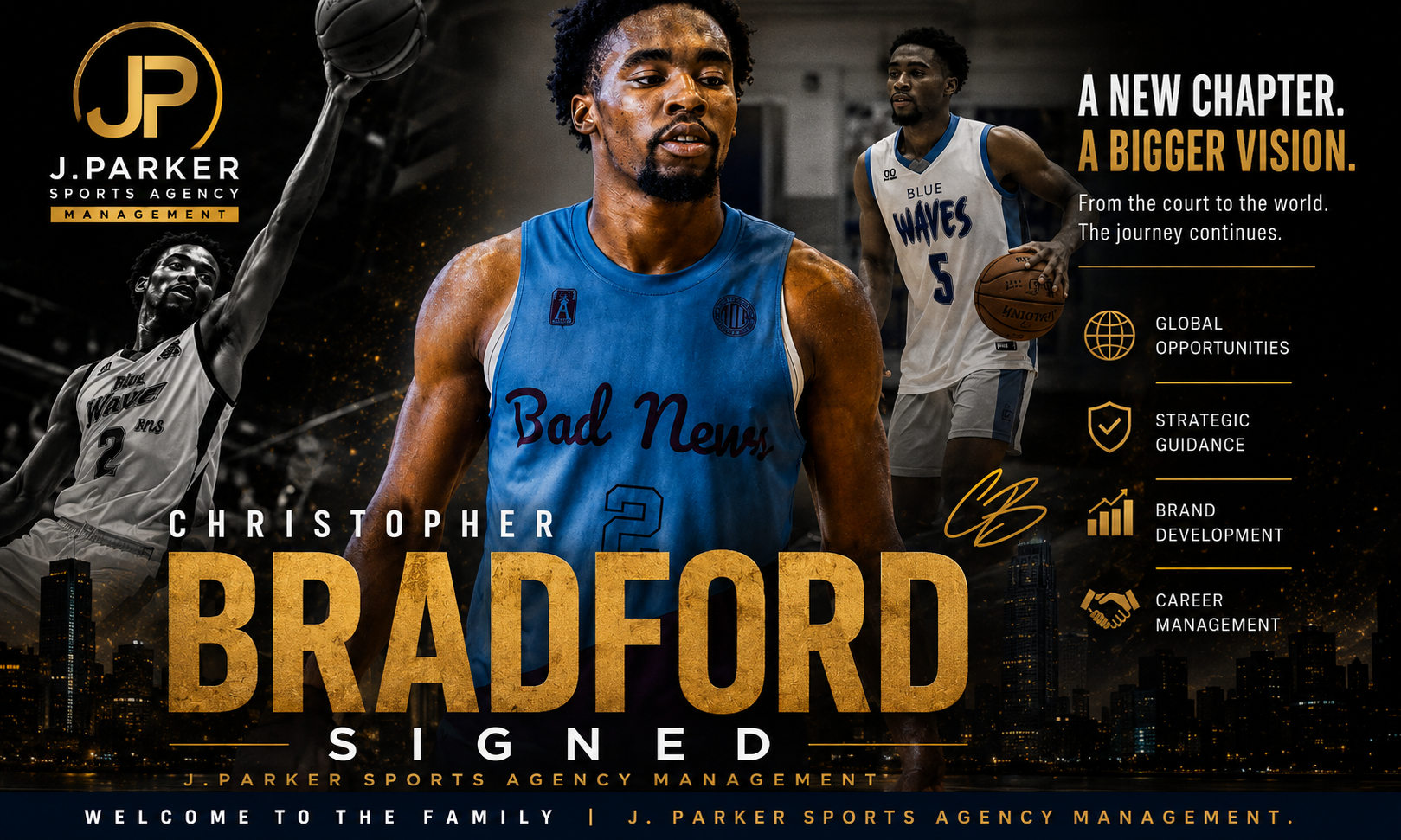 Christopher Bradford Signs With J. Parker Sports Agency Management, Beginning a New Chapter