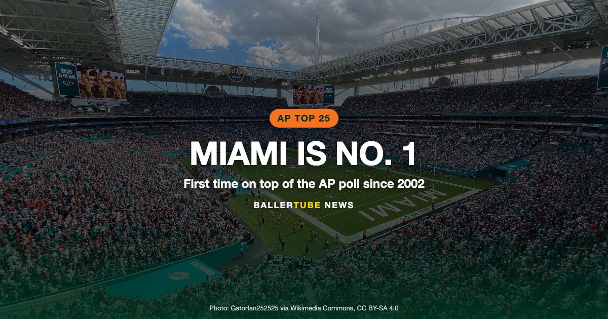 Miami Hurricanes Are No. 1 in the AP Poll for the First Time Since 2002