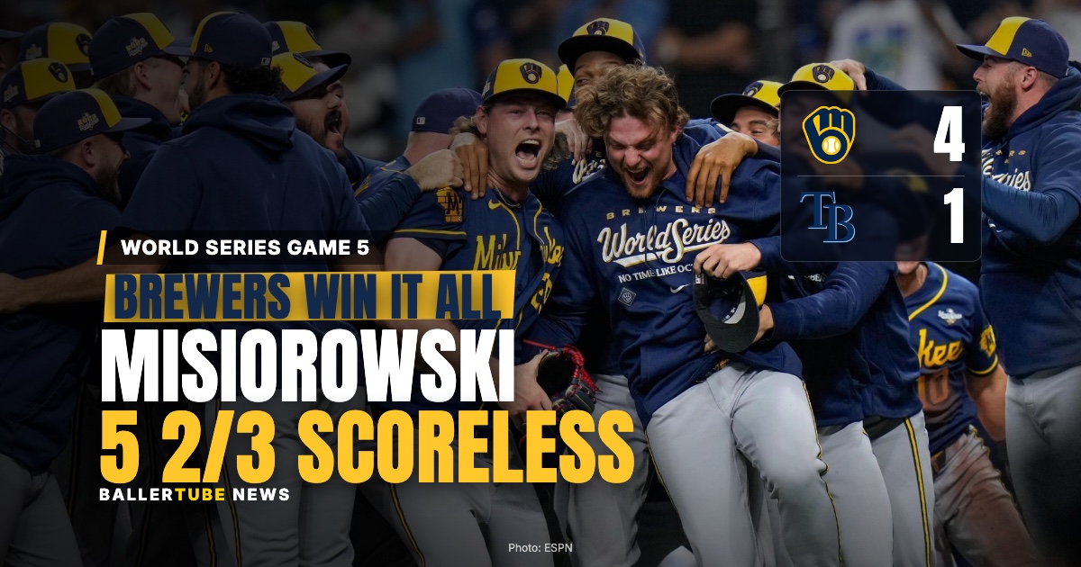 Two Hits in 5 2/3 Innings: Jacob Misiorowski Pitched the Brewers to Their First World Series Title