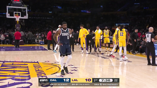 Kyrie exits to the locker room after this tackle by LeBron