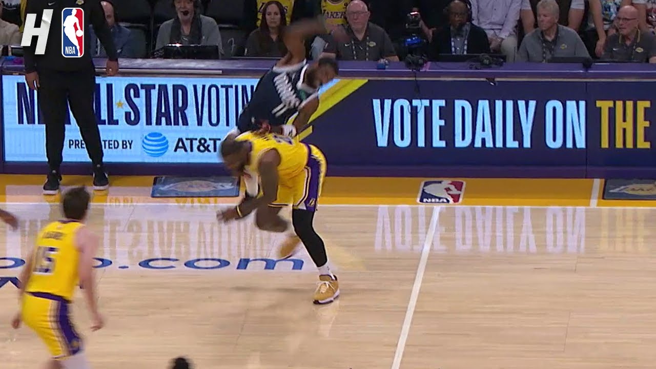 Kyrie exits to the locker room after this tackle by LeBron