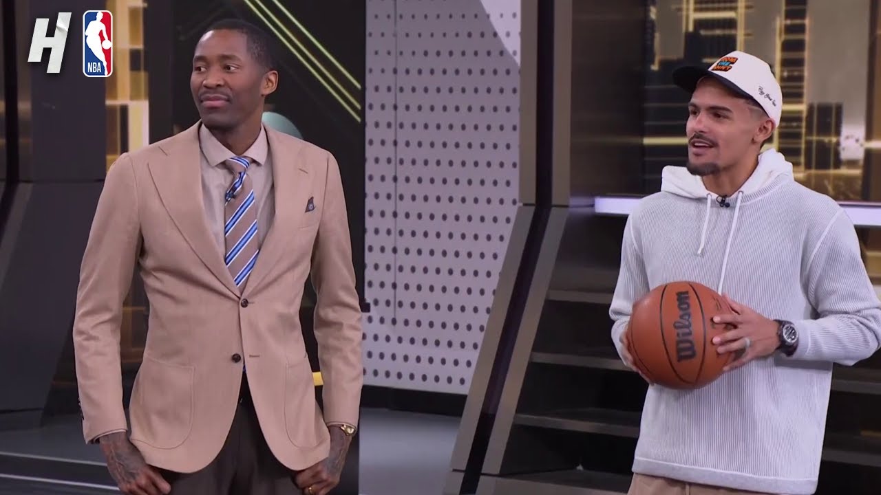 Trae Young in studio with NBA on TNT crew