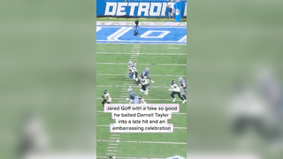 Jared Goff with a fake so good he baited a late hit and a sack celebration