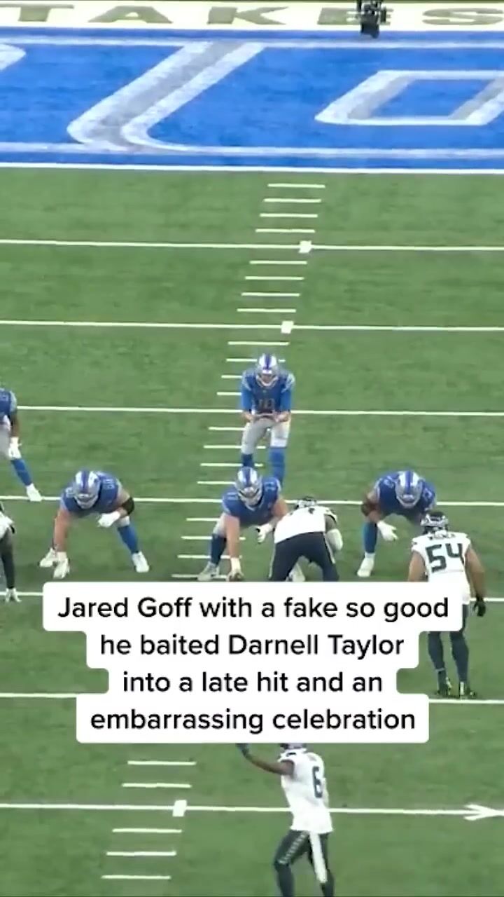 Jared Goff with a fake so good he baited a late hit and a sack celebration