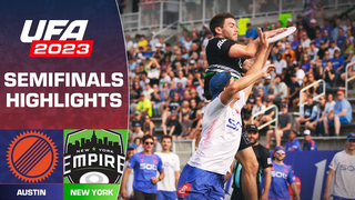 Highlights from the New York Empire (14-0) 27-17 win over Austin Sol (11-4) in the 2023 UFA Semifinals.