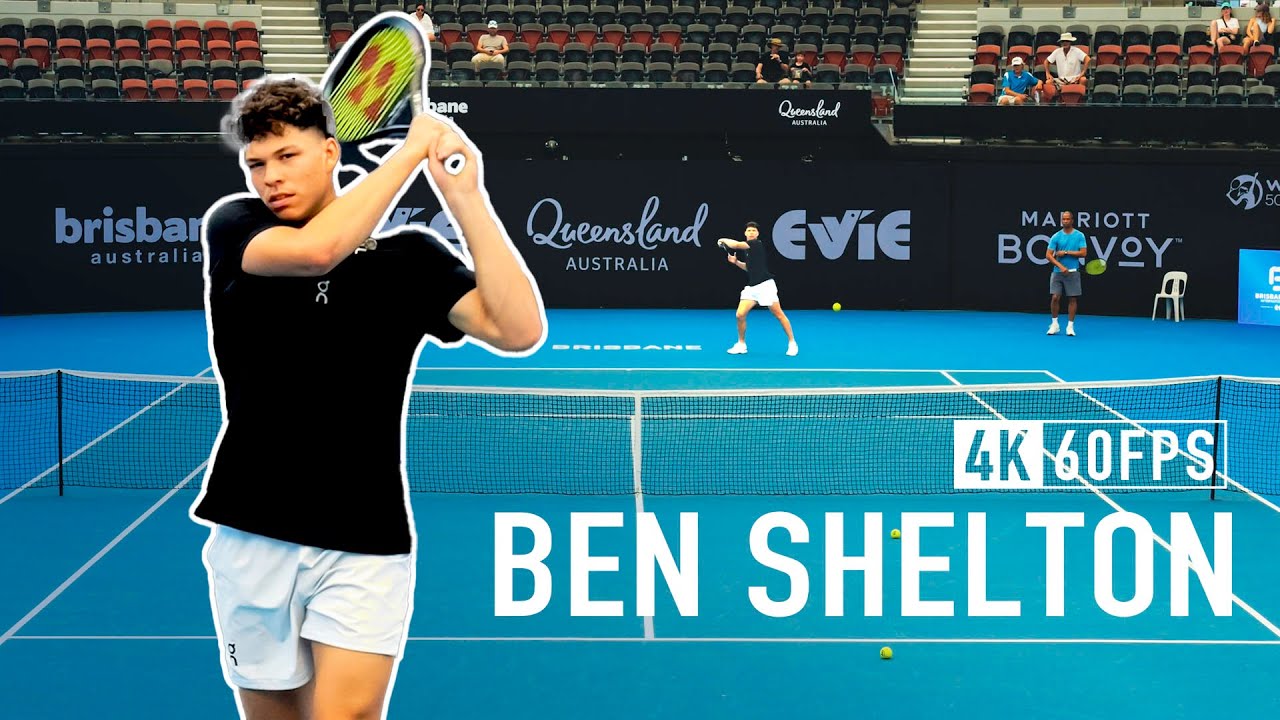 Ben Shelton's Intense Tennis Practice Session | Forehand, Backhand, Slice, Volley & Serve | Brisbane International 2024