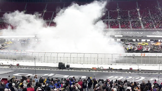 Denny Hamlin didn't hold back durring his Clash burnout! #nascar