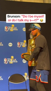 Brunson walking to the podium with two trophies #nba #basketball #...