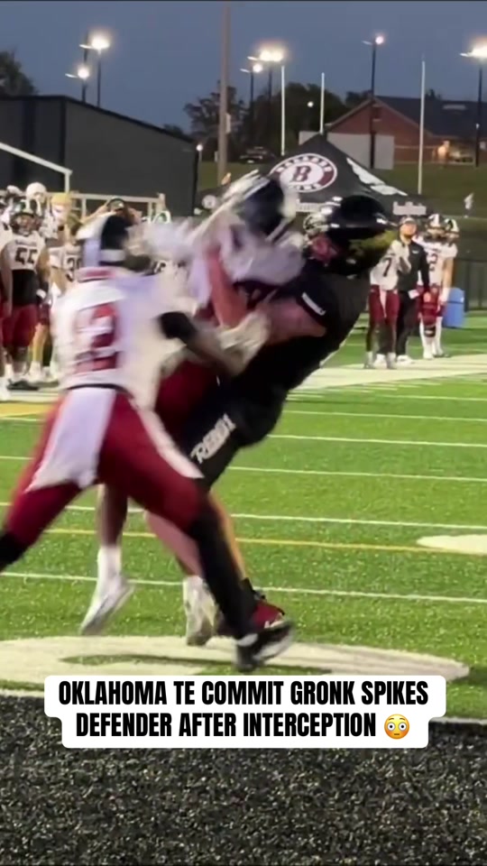 Oklahoma commit Seneca Driver (6'6", 230 lbs) slammed the cornerback ...