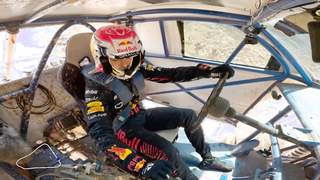 F1 Drivers Race HUGE Mega Trucks!