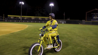 Batter Enters to "Bicycle" by Queen on a Bicycle | Savannah Bananas