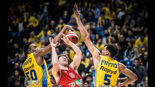 Built like a fortress: Maccabi's champion roof party in the derby.