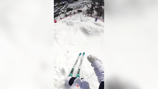 POV: Experience the Thrill of a Mogul Skier's Perfect Backflip!