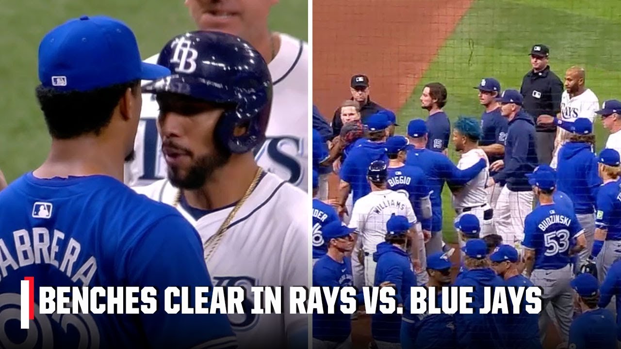 BENCHES CLEAR in Rays vs. Blue Jays after Génesis Cabrera shoves Jose Caballero | ESPN MLB