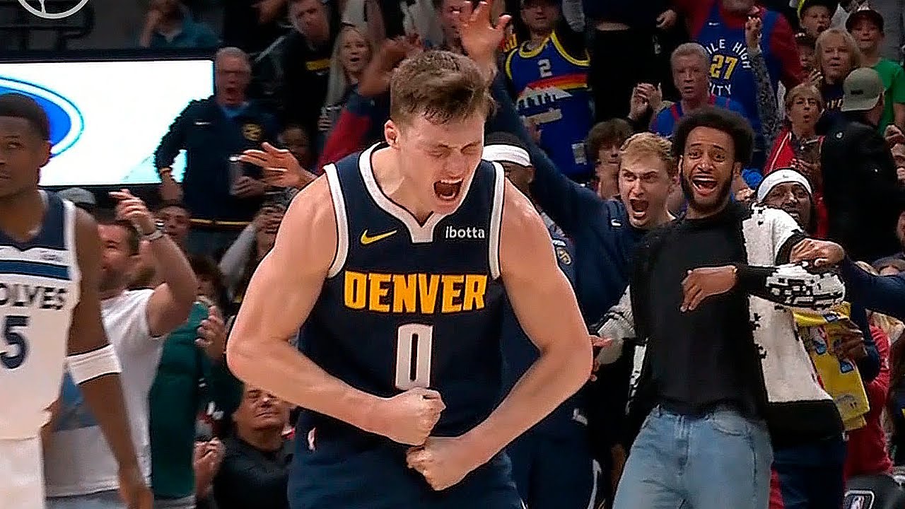 Christian Braun switched hands MID-AIR for the POSTER over Gobert
