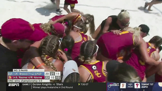 USC match point, celebration at 2024 NCAA beach volleyball championship