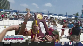 USC match point, celebration at 2024 NCAA beach volleyball championship
