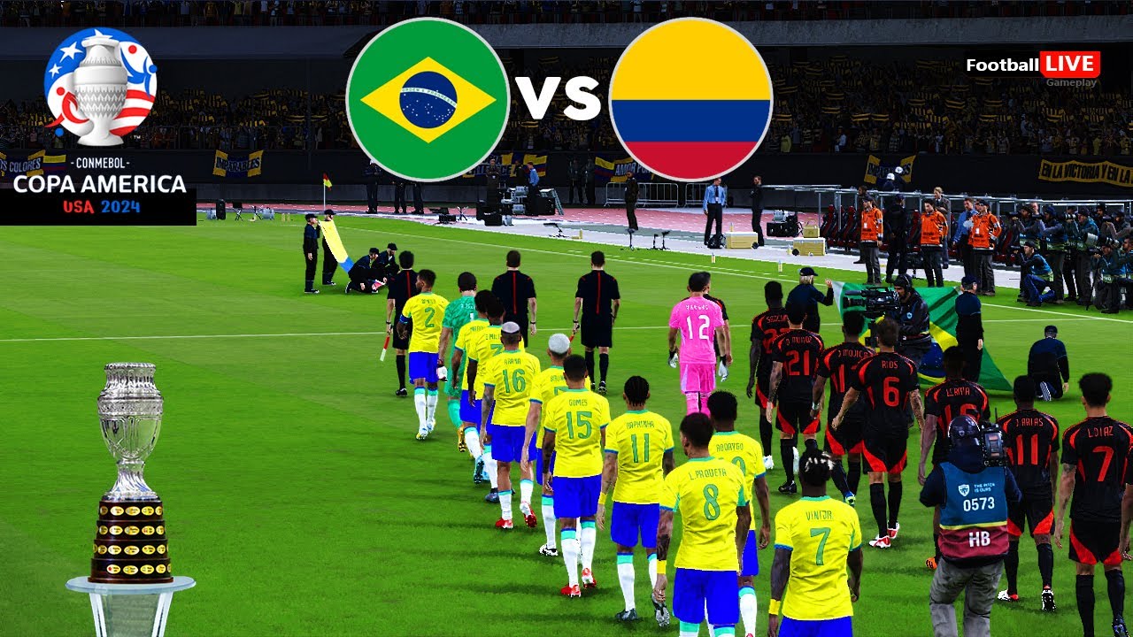 Brazil vs. Colombia: Copa America 2024 USA Group D Full Match Highlights | Realistic PES Gameplay