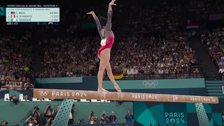 Suni Lee adds to gymnastics all-around score with beam routine | Paris Olympics | NBC Sports