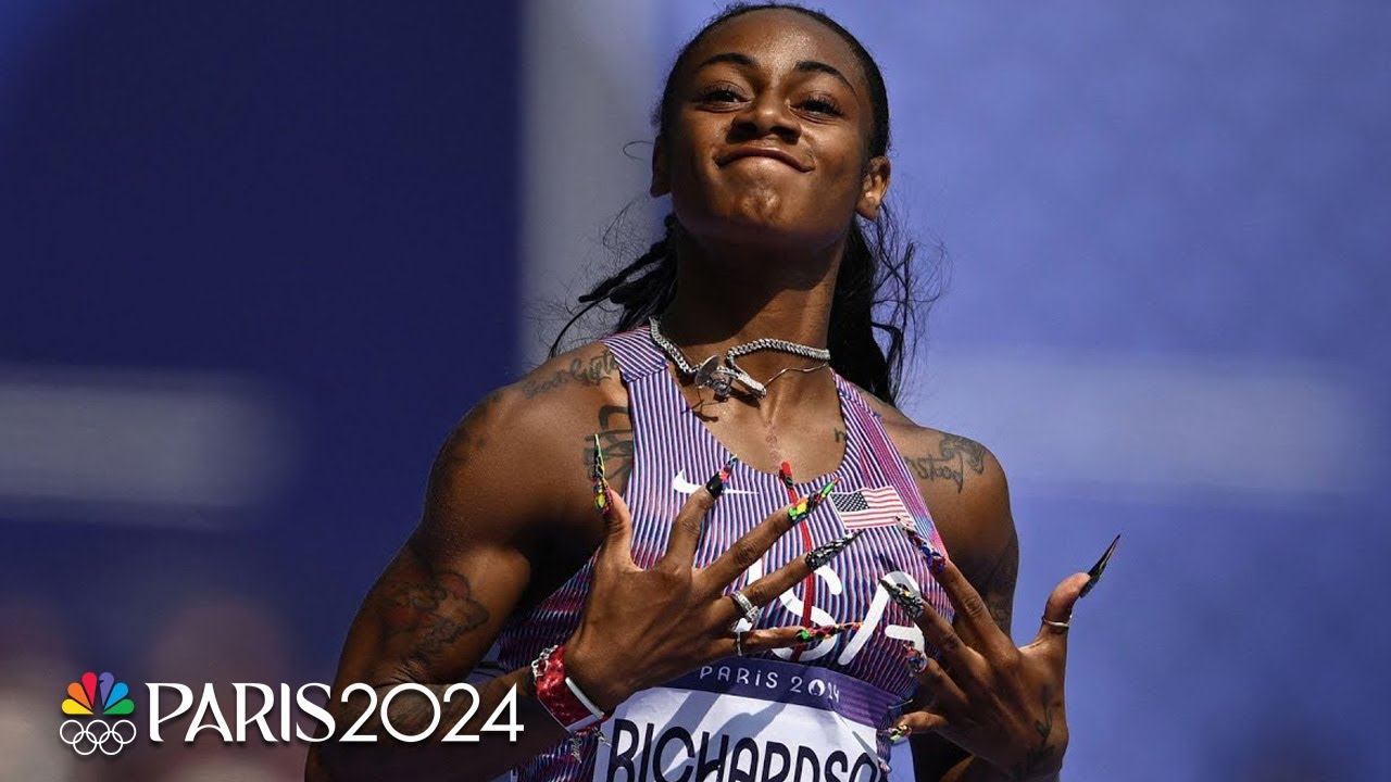 Sha'Carri Richardson arrives, BLAZES through 100m heat in Paris Olympics debut | NBC Sports