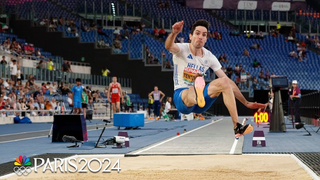 Greece's Miltiadis Tentoglou DEFENDS men's long jump gold medal at Paris Olympics | NBC Sports