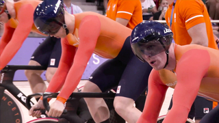 Netherlands' world record beats Great Britain in cycling track team sprint final | Paris Olympics