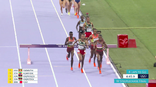 Winfred Yavi JUMPS FOR JOY after winning women's 3000m steeplechase gold | Paris Olympics