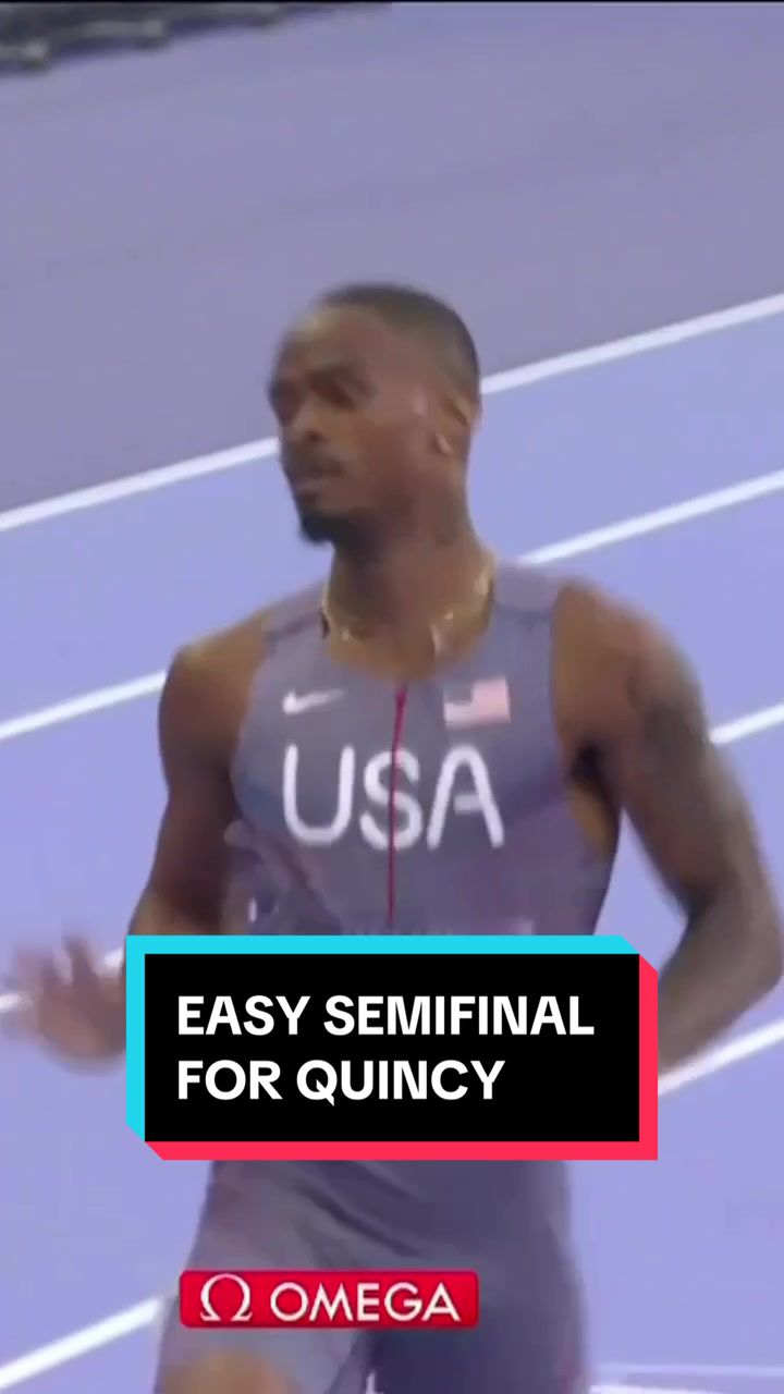 He made it look easy. ‍ American Quincy Hall breezes his way through to the men's 400m final! #ParisOlympics on NBC and Peacock #usa #trackandfield #semi