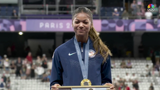 Gabby Thomas Beams with Joy During Medal Ceremony and Anthem at Paris Olympics