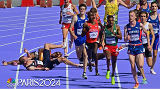 Carnage! Pushing and shoving sends multiple runners down in 5000m heat | Paris Olympics | NBC Sports