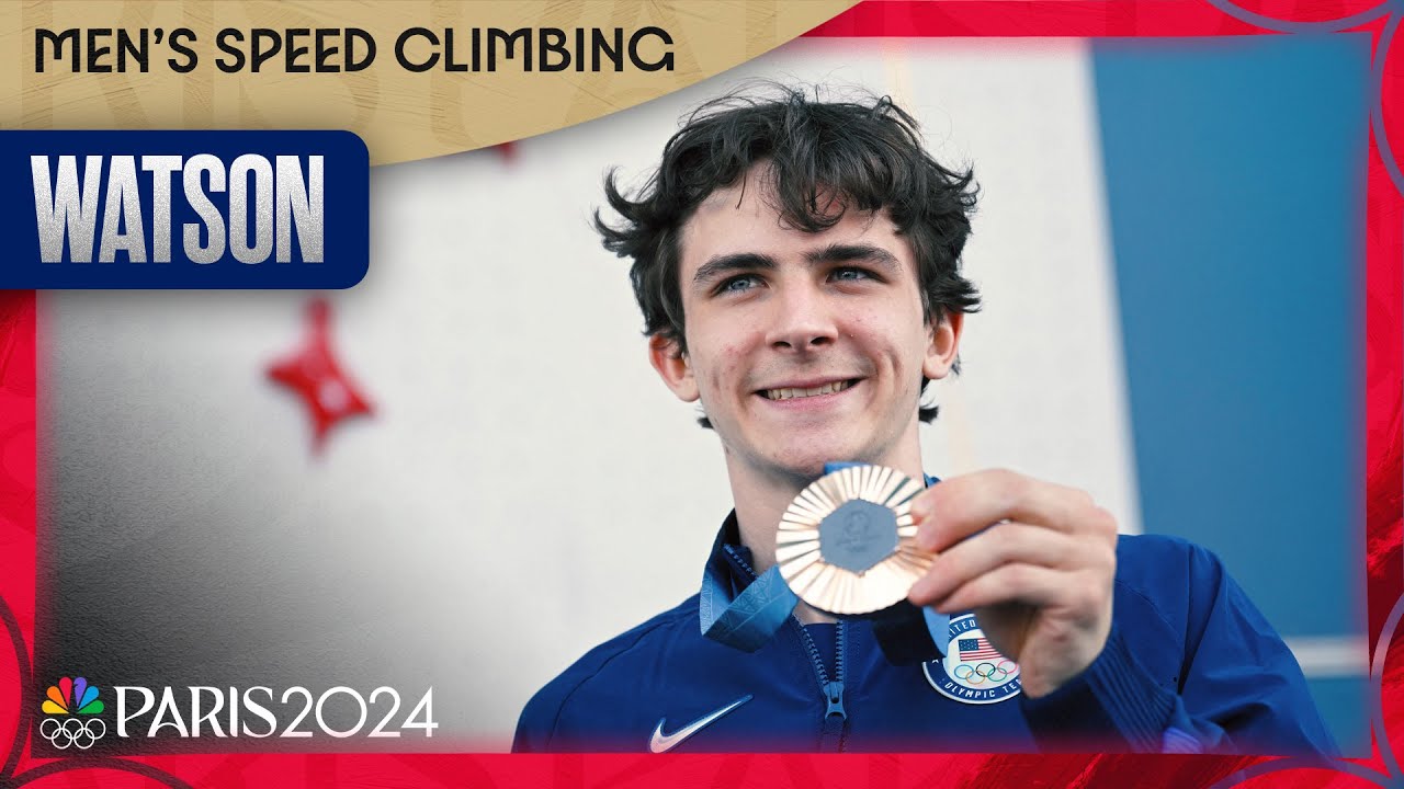 Sam WatsonStakes Claims Bronze and Sets New World Record in Speed Climbing at Paris Olympics