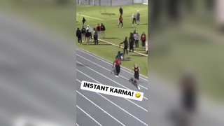 Punished for celebrating early! #running #athletics #trackandfield #fail #funny #viral #sportstiktok