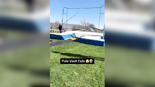Pole Vault doesnt always go smoothly ‍ (Via @VaultingWithSam ) #highschoolsports #polevault #trackandfield #fail #oops #ibelieveicanfly