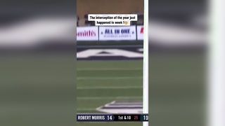 CRAZY INT That is just absolutely INSANE grab catch of the year !