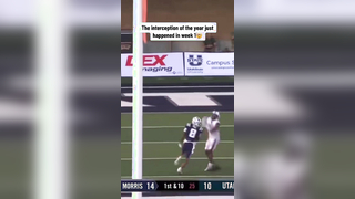 CRAZY INT That is just absolutely INSANE grab catch of the year !