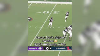 JAXSON DART 445 YARDS & 6 TDs AT HALFTIME UNREAL. (via @Ole Miss Football)