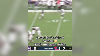 JAXSON DART 445 YARDS & 6 TDs AT HALFTIME UNREAL. (via @Ole Miss Football)