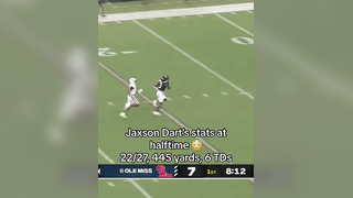 JAXSON DART 445 YARDS & 6 TDs AT HALFTIME UNREAL. (via @Ole Miss Football)