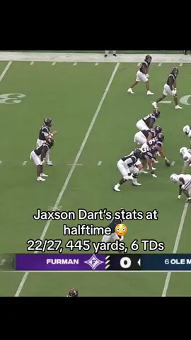 JAXSON DART 445 YARDS & 6 TDs AT HALFTIME UNREAL. (via @Ole Miss Football)