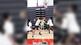 5th Grader Carly Lewis with a Big Block at the Elite 60 Showcase