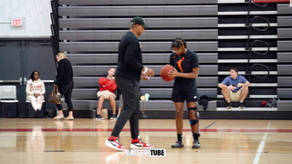 Caron Butler offers advice to Injured Player at Elite 60 Showcase in Fort Lauderdale