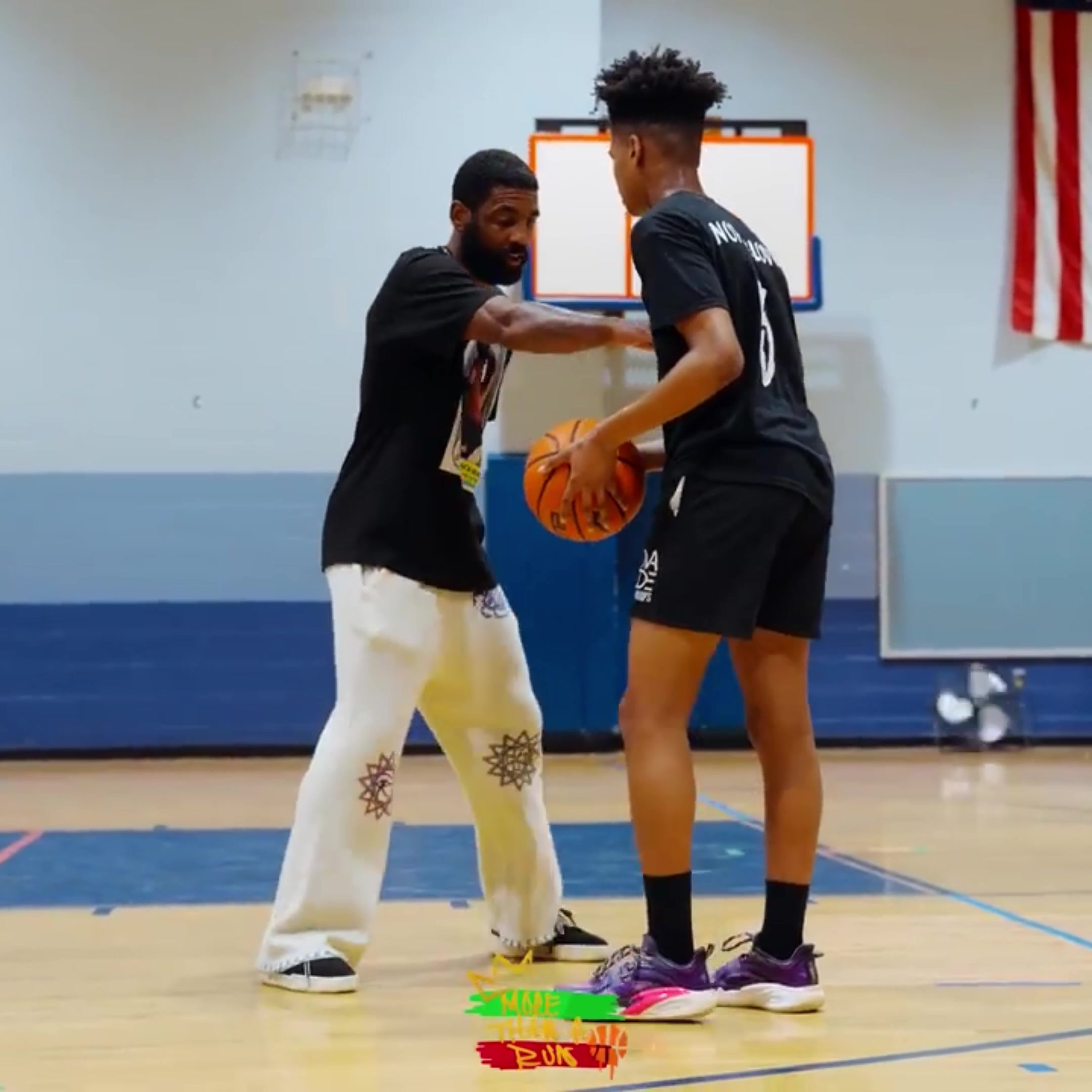 Kyrie teaching the younger generation of hoopers #KyrieIrving #NBA #basketball #fyp