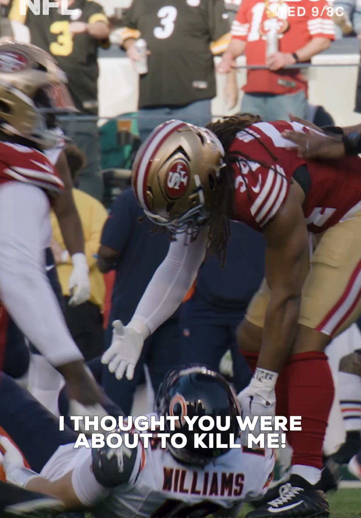 fred looking out for the rook #fredwarner #calebwilliams #nfl #micdup #chicagobears #sanfrancisco49ers