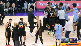 Devin Booker shoves Cam Spencer for trying to snatch the ball and everyone gets involved ????