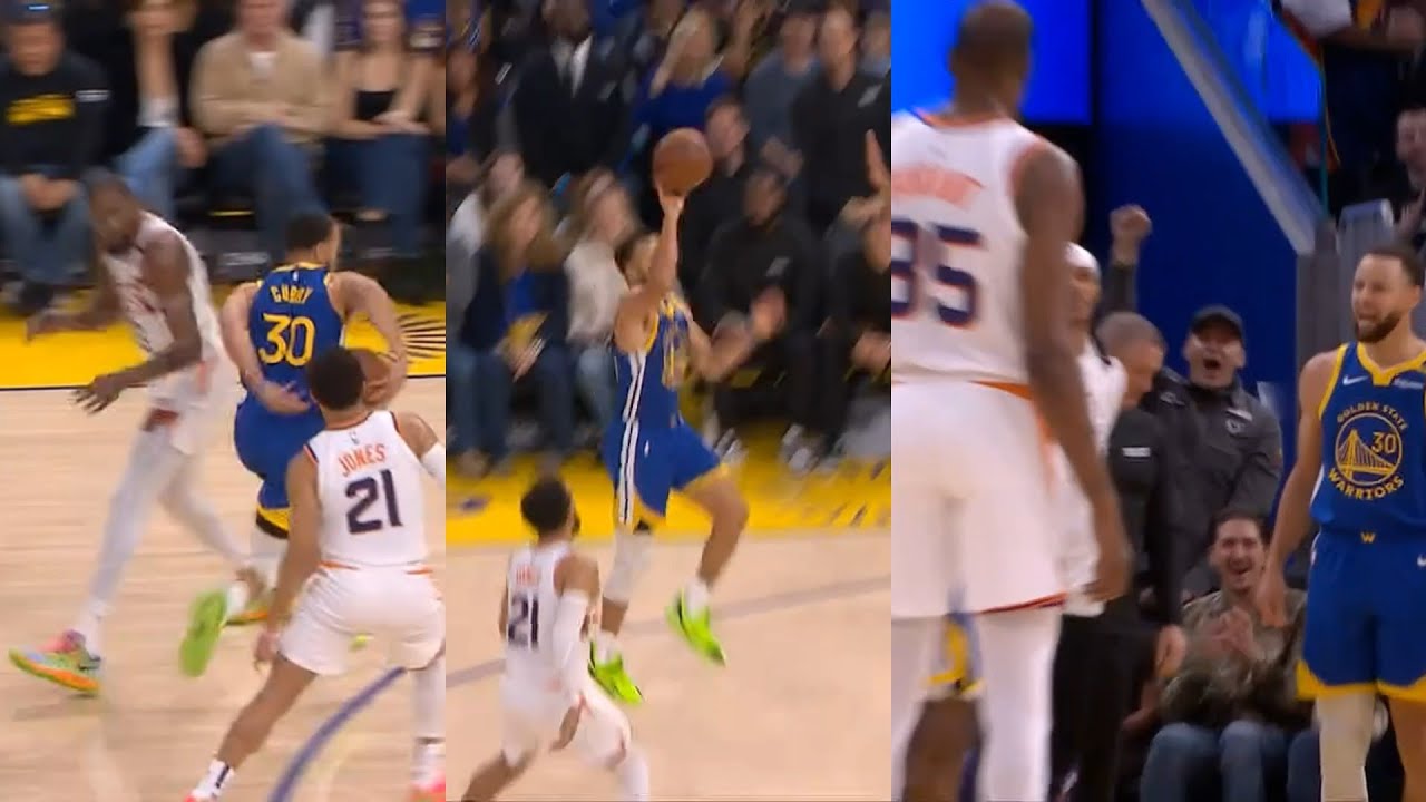 Steph Curry hits INSANE buzzer beater even Kevin Durant had to dap him up ????
